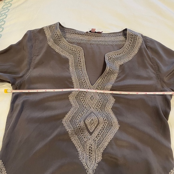 Calypso St. Barth silk tunic w/ silver embroidery - Picture 5 of 6